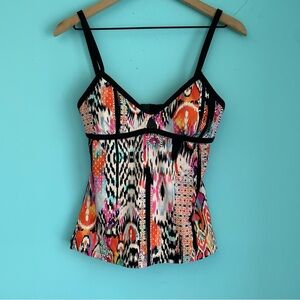 Seafolly Beach Gypsy Singlet Nectarine Print Active Swim Top Tankini 8 Australia